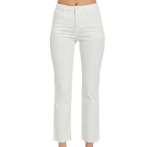 RISEN White Mid-Rise Raw Hem Jeans – Size 25 (26.5” Inseam) excellent condition